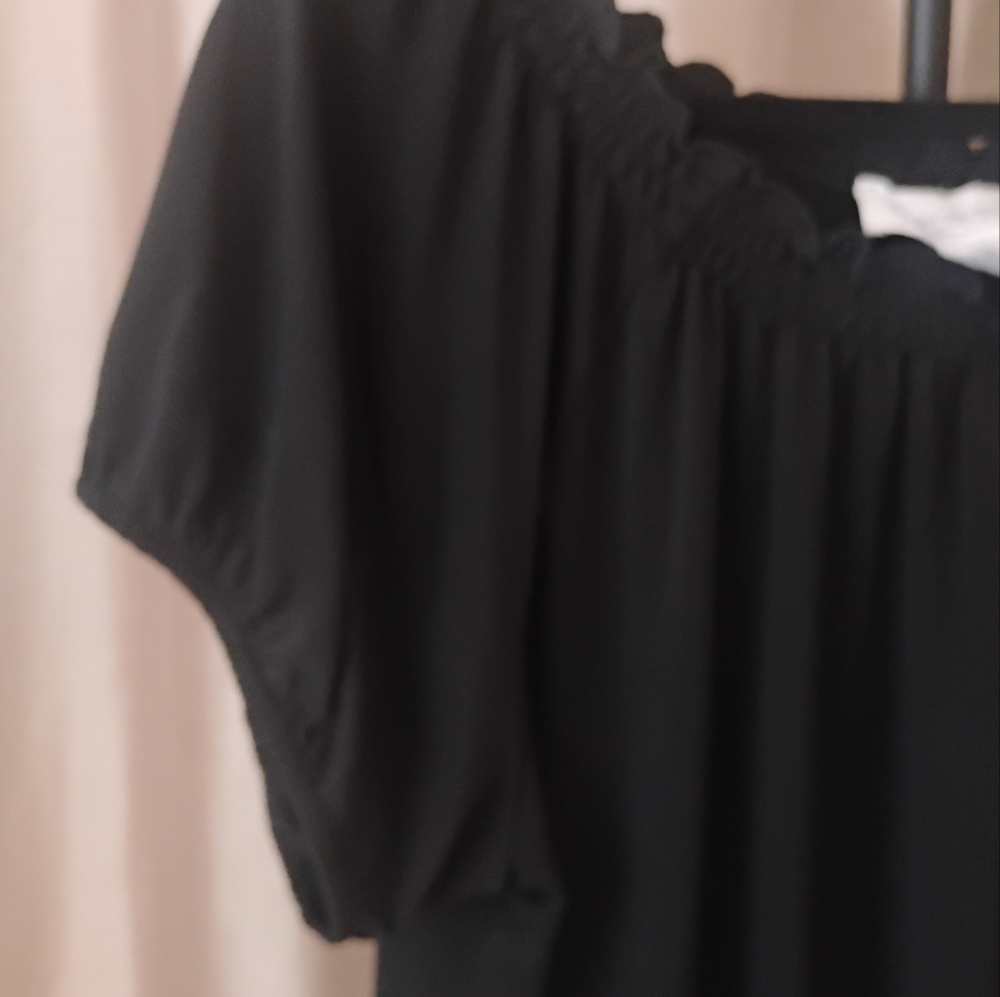 Workshop Brand Women's Black Peasant, Boho Top Size XL - Picture 4 of 4